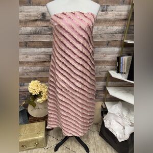 hyacinth house soft pink shimmer stripes mila strapless midi dress Hyacinth House Shimmer Stripes Mila Strapless Midi Dress Size Large